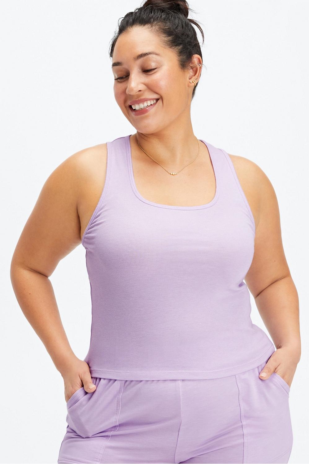 Fabletics RestoreKnit Ribbed Tank Womens purple plus Size 4X product image