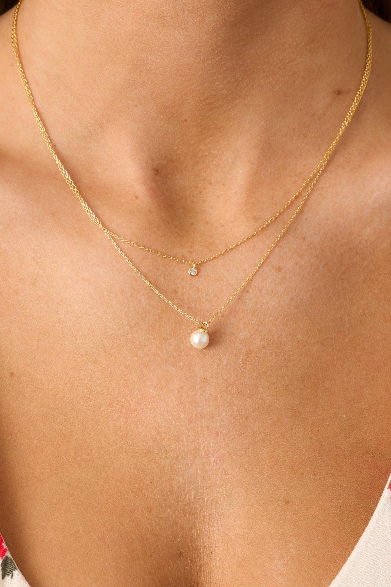 Blissful Retreat Gold & Ivory Pearl Layered Necklace Product Image