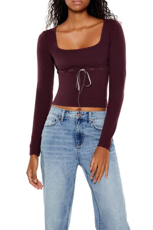 Sweater-Knit Bow Crop Top | Forever 21 Product Image