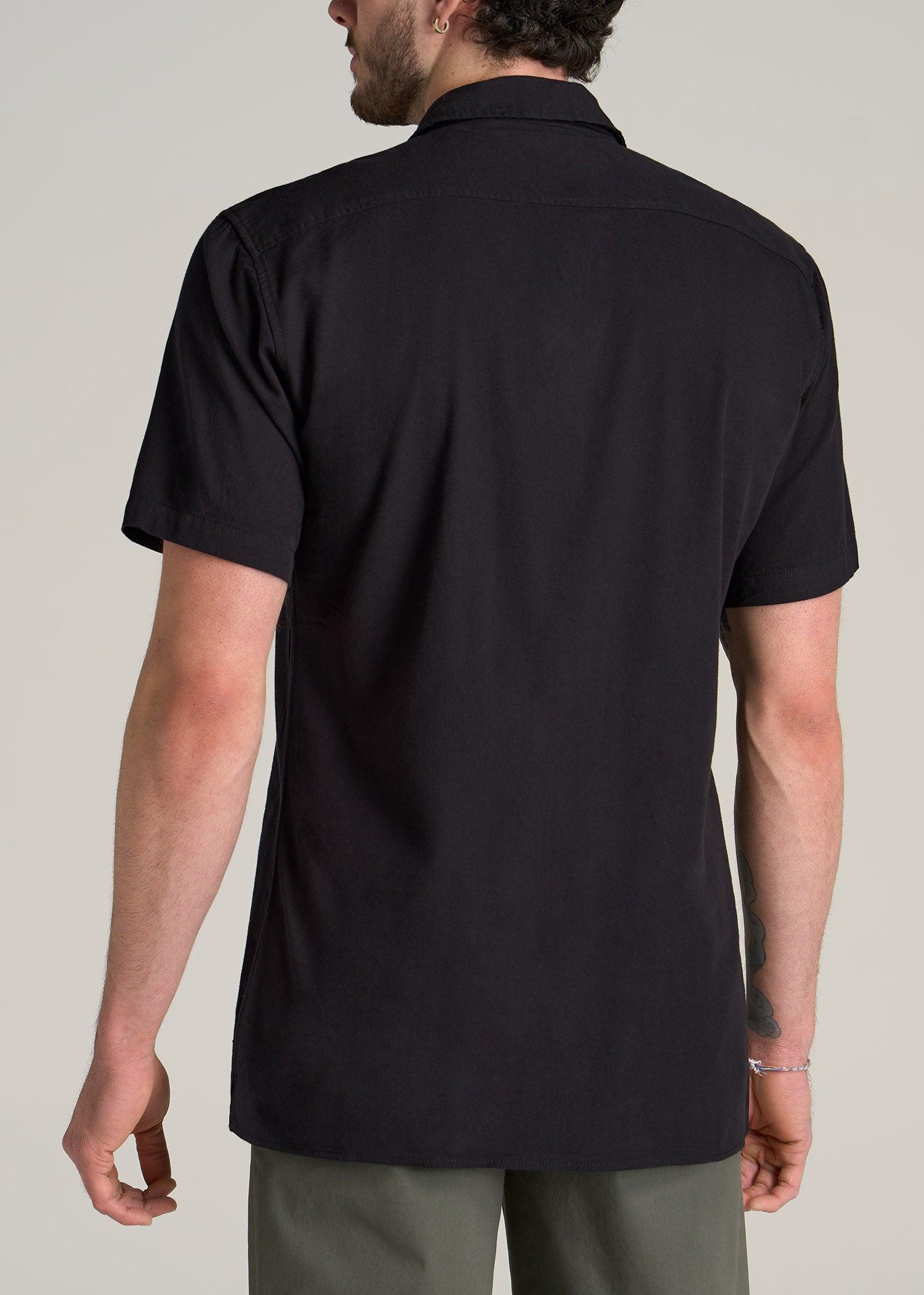 LJ&S Two-Pocket Camp Shirt for Tall Men in Black Product Image