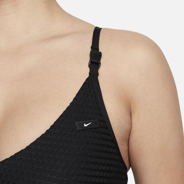 Nike Women's V-Neck Swim Bikini Top in Black, Size: XL | NESSD256-001 Product Image