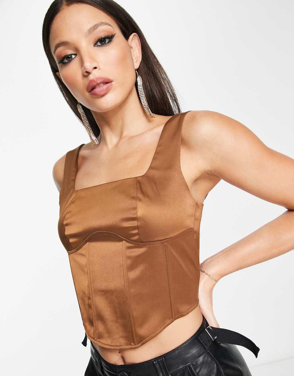 Lola May Tall satin corset crop top Product Image