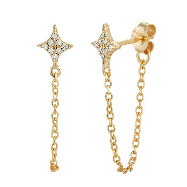 Sunkissed Sterling Cubic Zirconia Star Chain Drop Stud Earrings, Womens, Gold Tone Product Image