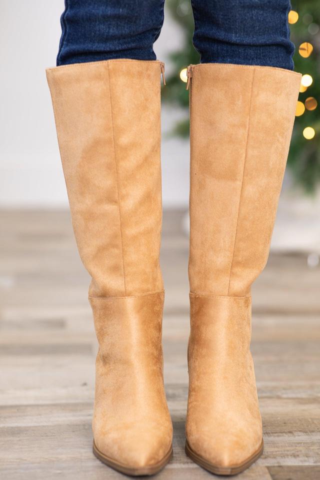 Tan Faux Suede Tall Boots Product Image