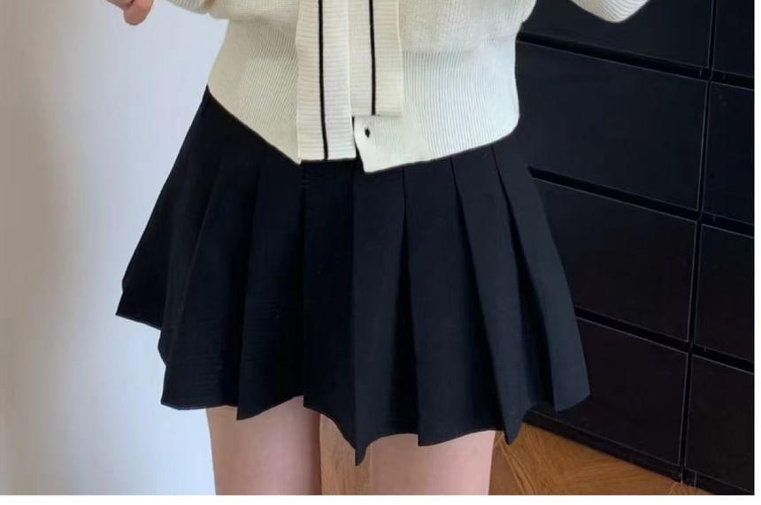 Collar Striped Ribbed Cardigan Product Image