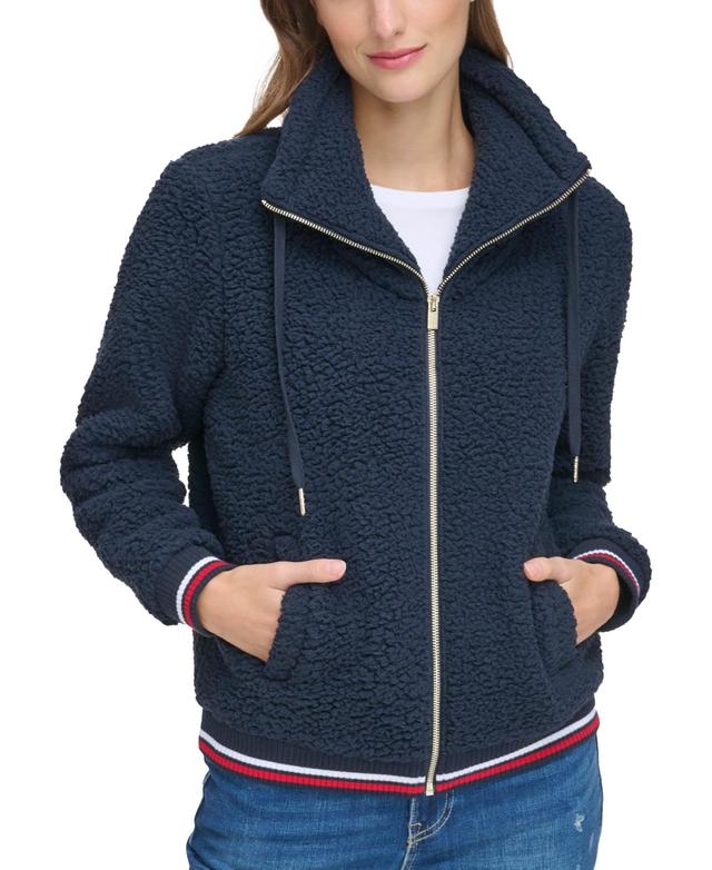 Tommy Hilfiger Womens Zip-Front Fleece Bomber Jacket Product Image