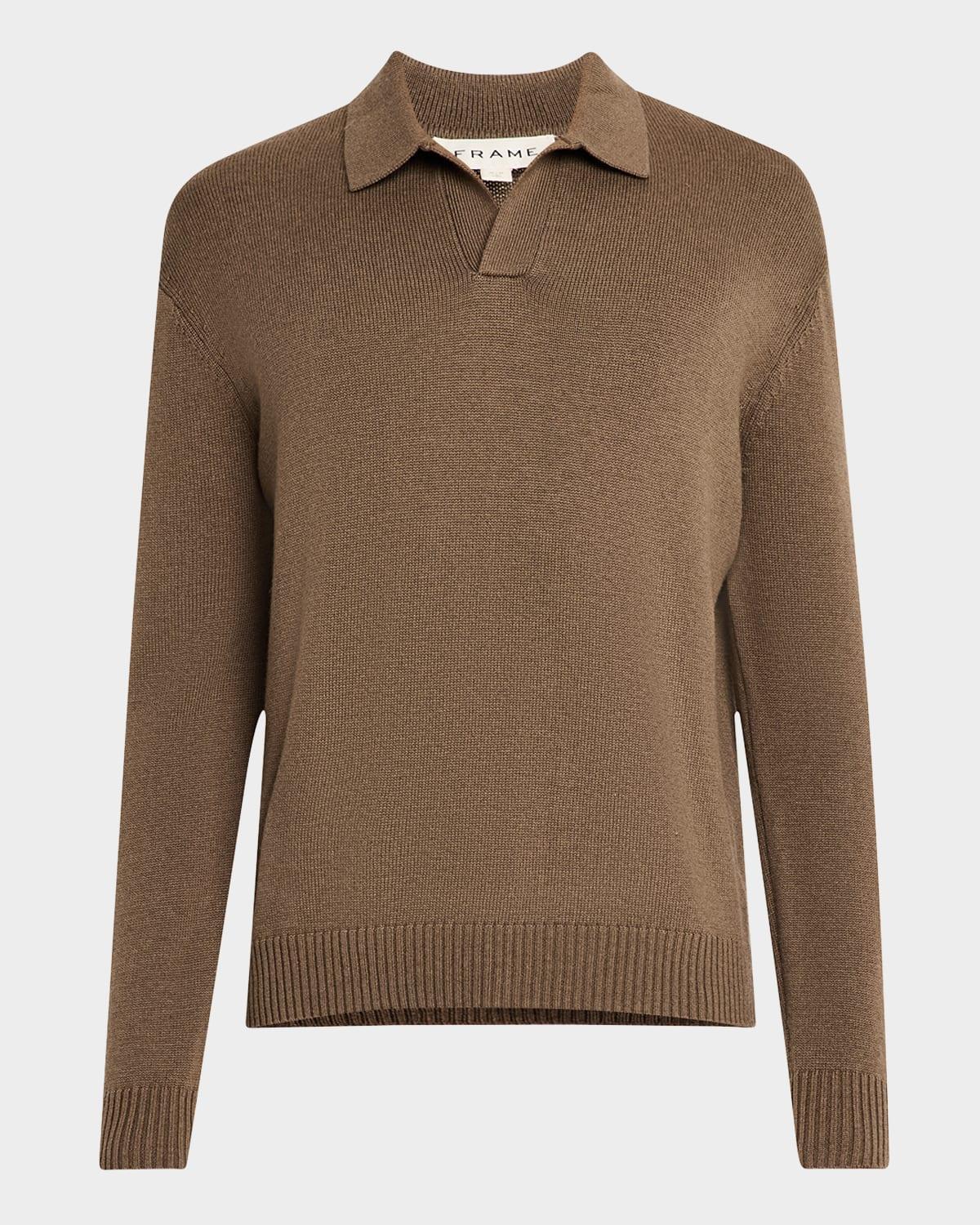 Mens Wool-Silk Polo Sweater Product Image