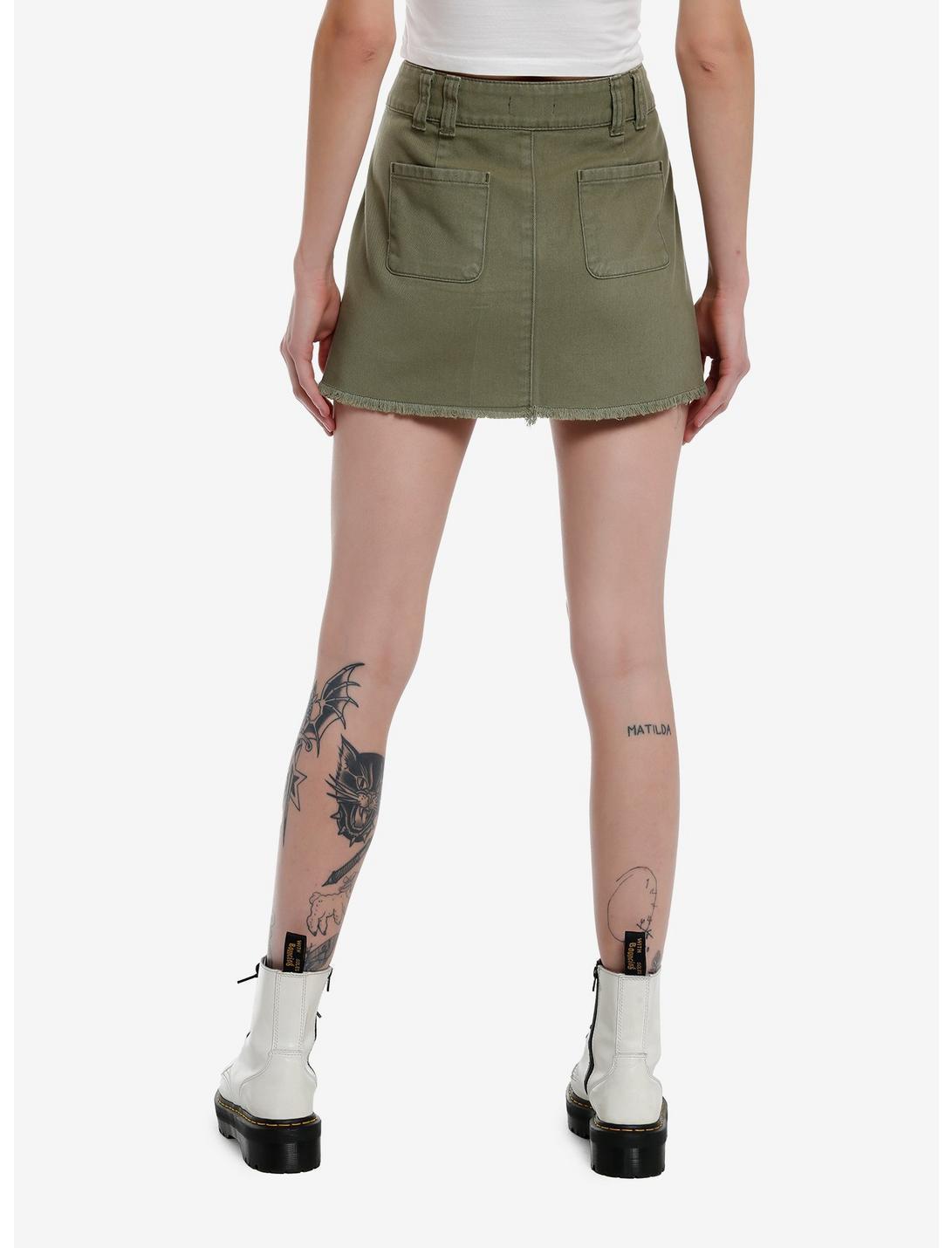 Social Collision Star Patch Green Mini Skirt Product Image