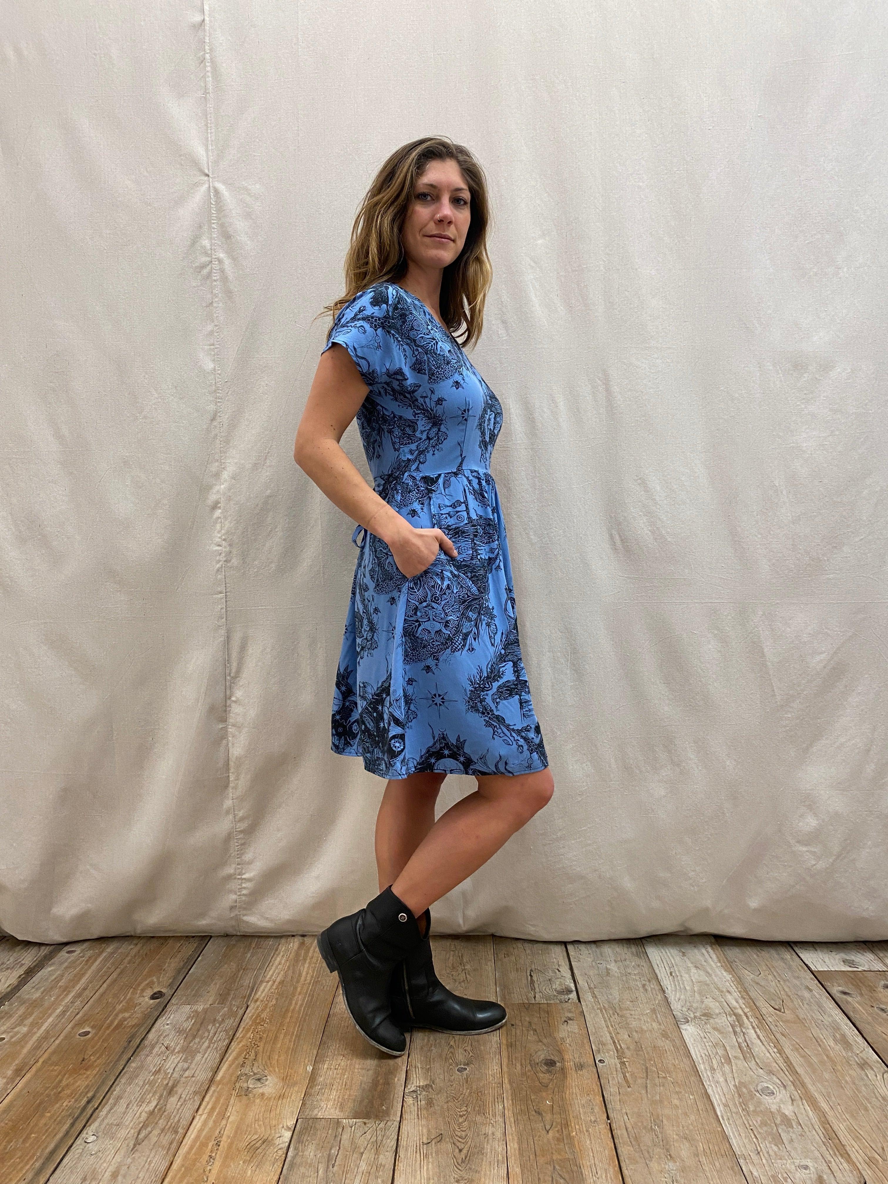 Dolman Dress in Earth Worship in Ocean Blue Product Image