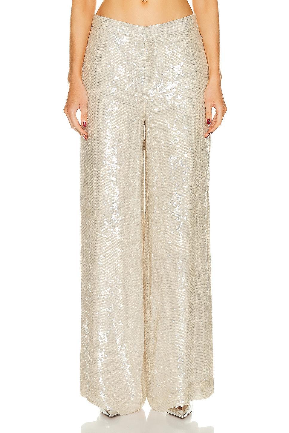 Lapointe Sequin Viscose Relaxed Wide Leg Trouser Metallic Silver. (also in ). Product Image