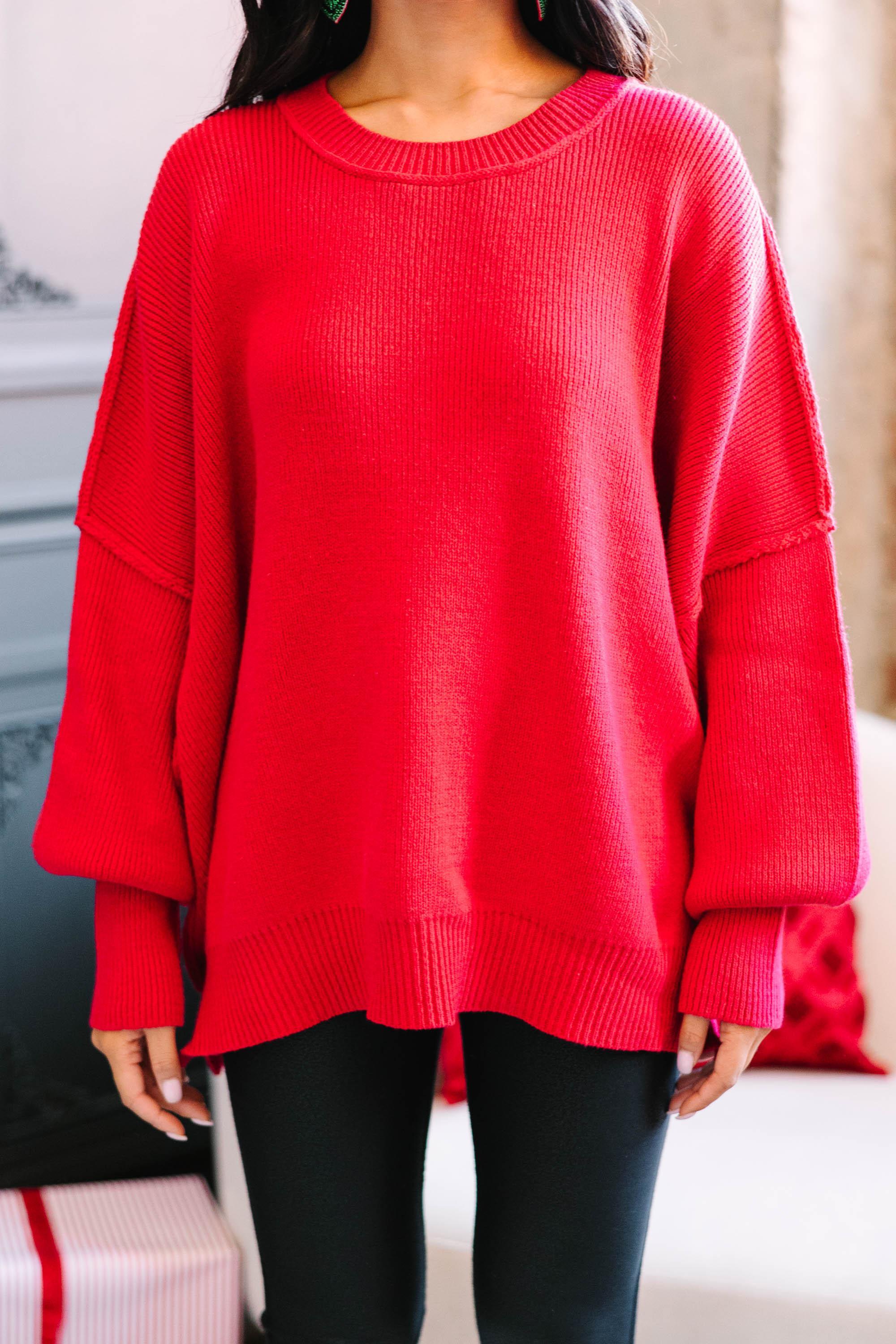 Give You Joy Red Dolman Sweater Female Product Image