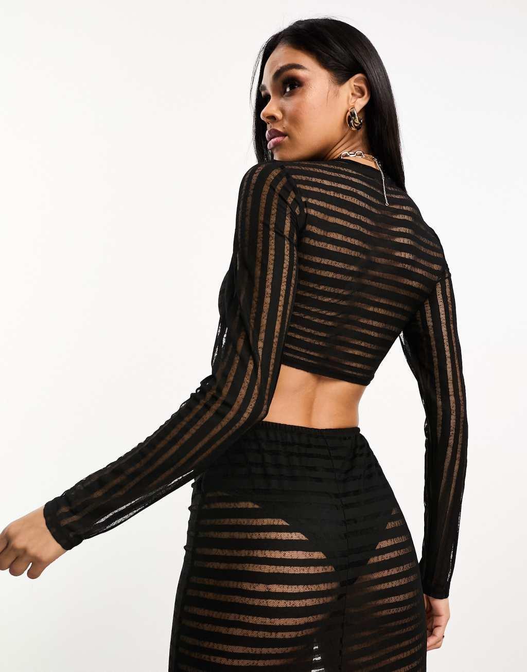 Jaded Rose ruched mesh crop top Product Image