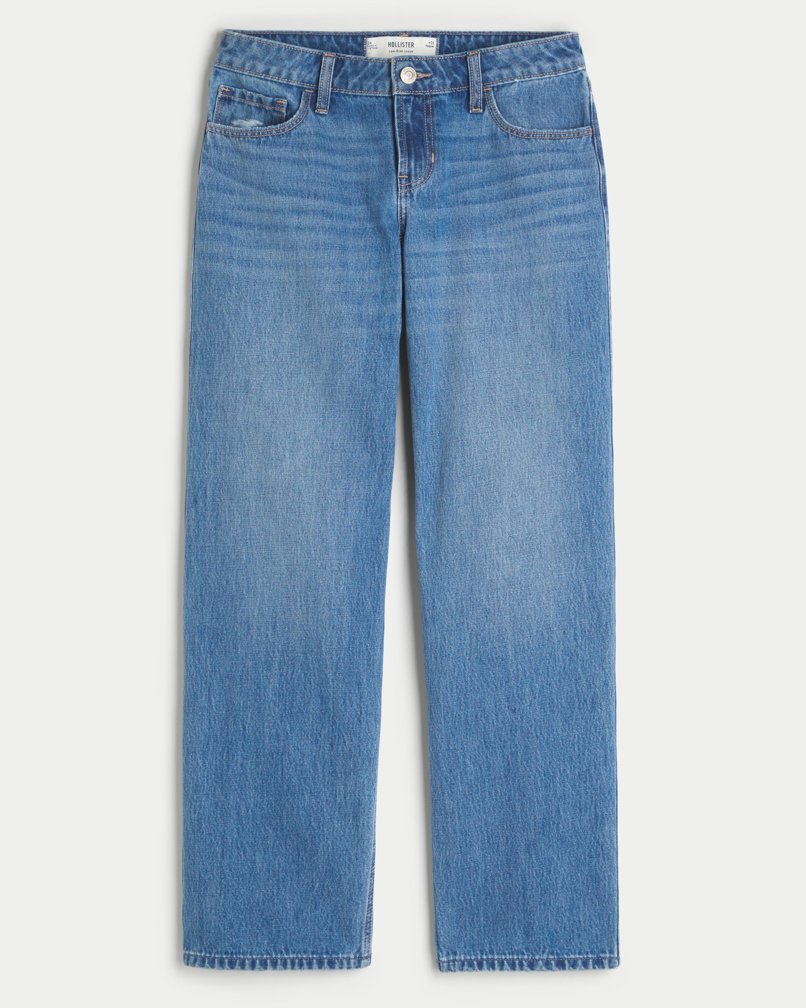 Low-Rise Medium Wash Loose Jeans Product Image