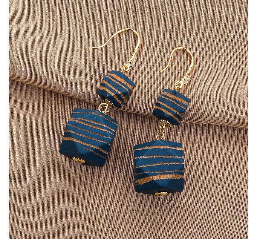 Geometric Wooden Alloy Dangle Earring Product Image