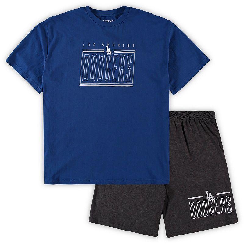 Men's Concepts Sport Royal/Charcoal Los Angeles Dodgers Big & Tall T-Shirt & Shorts Sleep Set Product Image