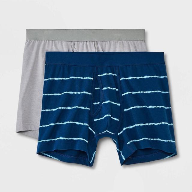 Mens Striped Boxer Briefs 2pk - Goodfellow & Co Blue/Gray M Product Image