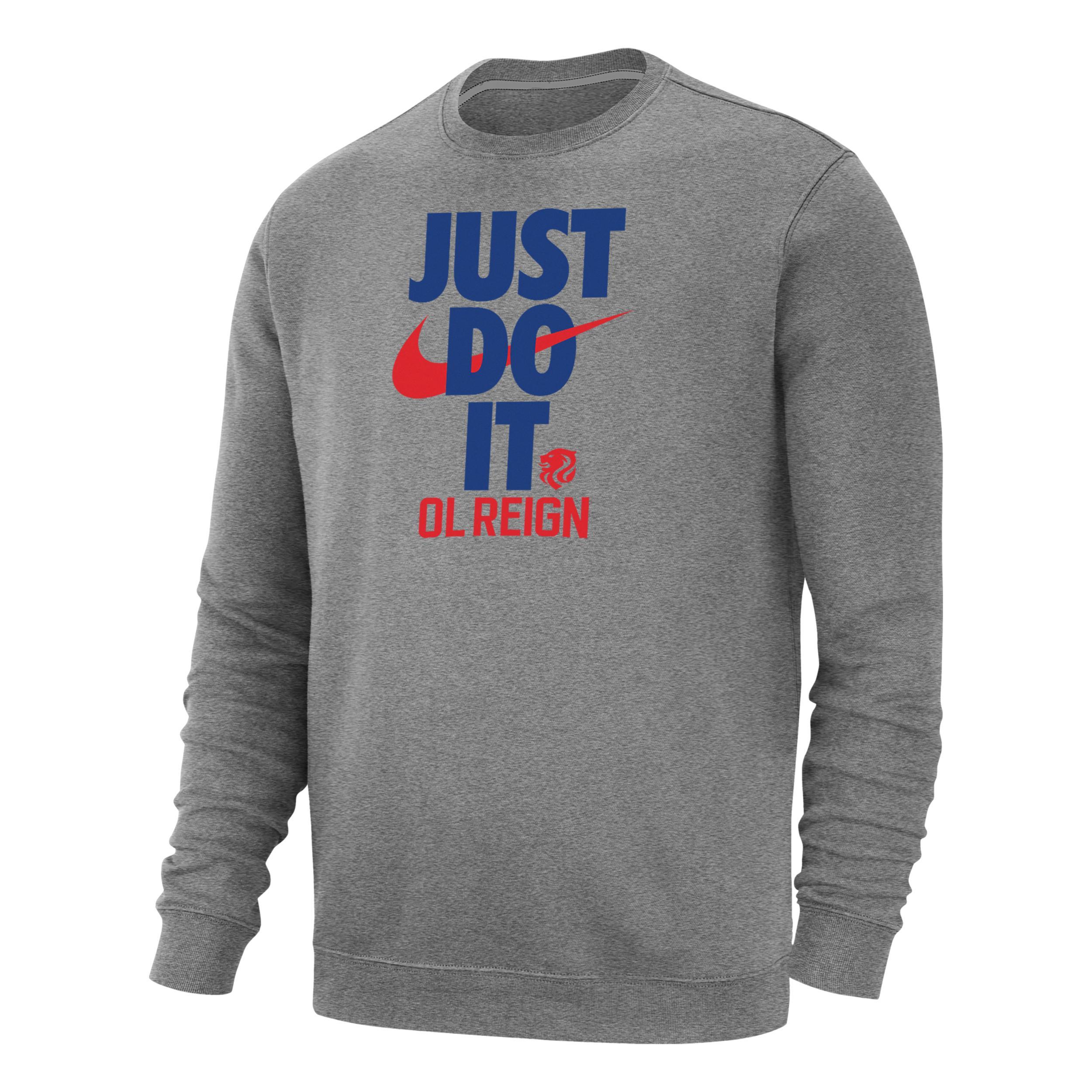 OL Reign Club Fleece Nike Mens Soccer Crew-Neck Sweatshirt Product Image