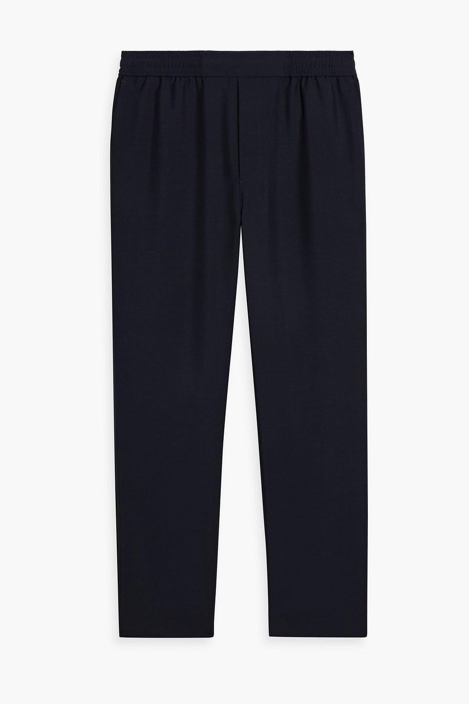 Wool And Mohair-blend Twill Drawstring Pants In Navy Product Image