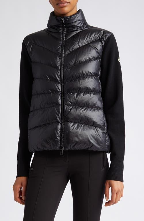 Moncler Quilted Nylon & Wool Knit Cardigan Product Image