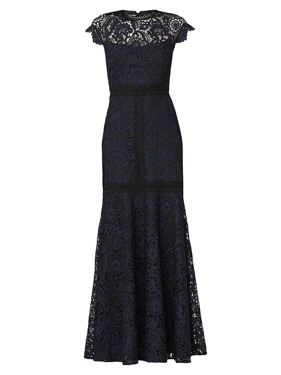 Womens Carlotta Lace Cap-Sleeve Gown product image