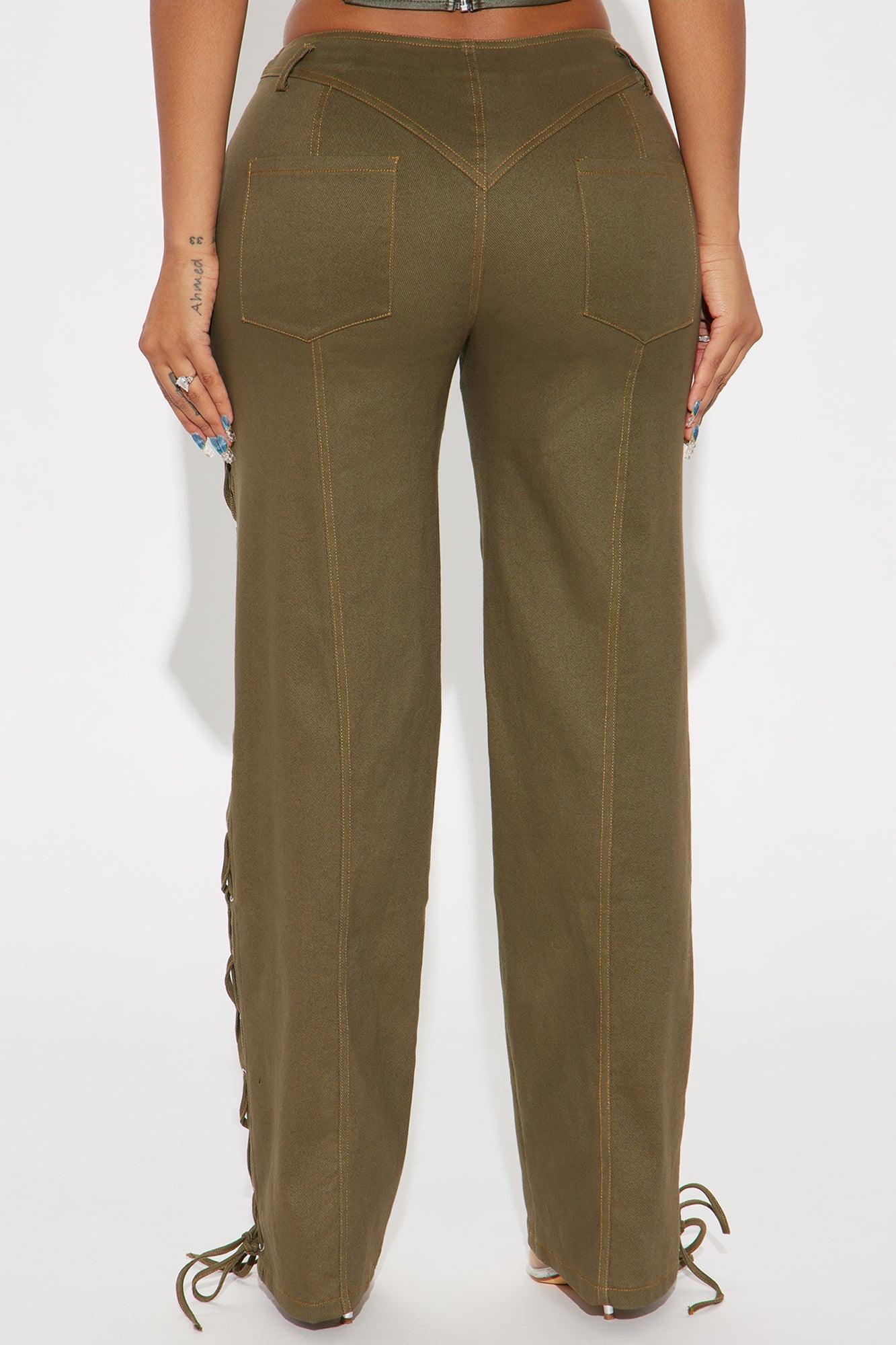 In It Together Lace Up Pant - Olive Product Image