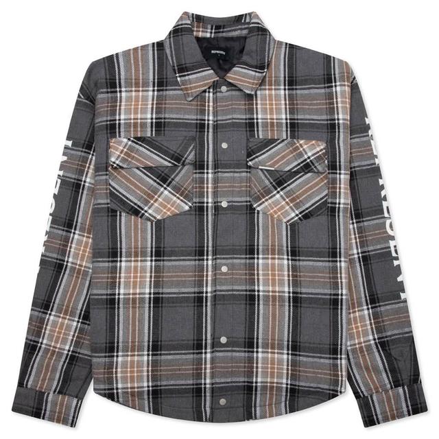 Quilted Flannel Shirt - Grey Check Male Product Image