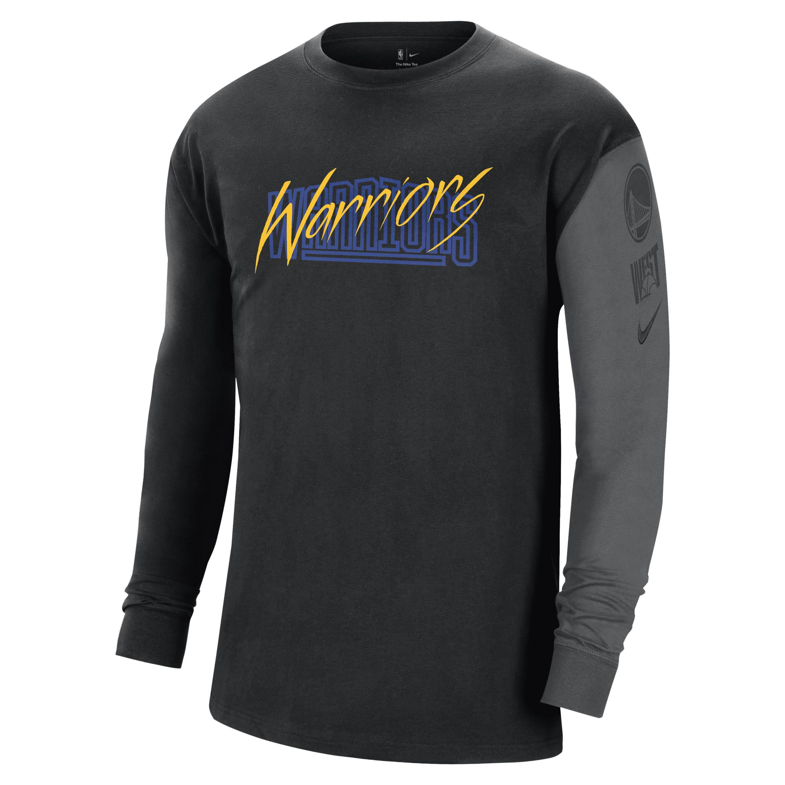 Mens Nike Black Golden State Warriors Courtside Versus Flight MAX90 Long Sleeve T-Shirt Product Image