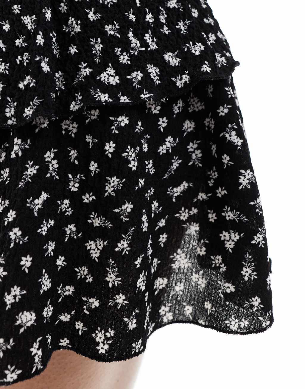 Bershka rara skirt in black & white floral Product Image