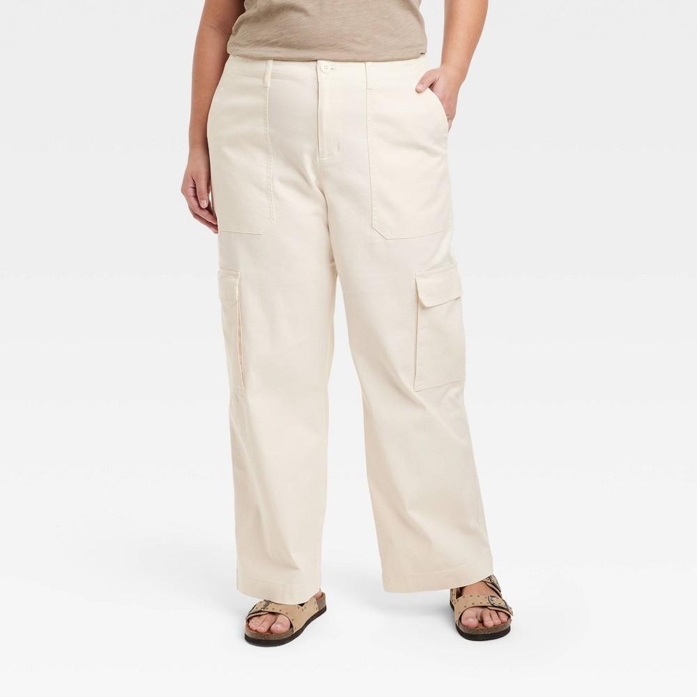 Womens Mid-Rise Utility Cargo Pants - Universal Thread Cream 30 Product Image