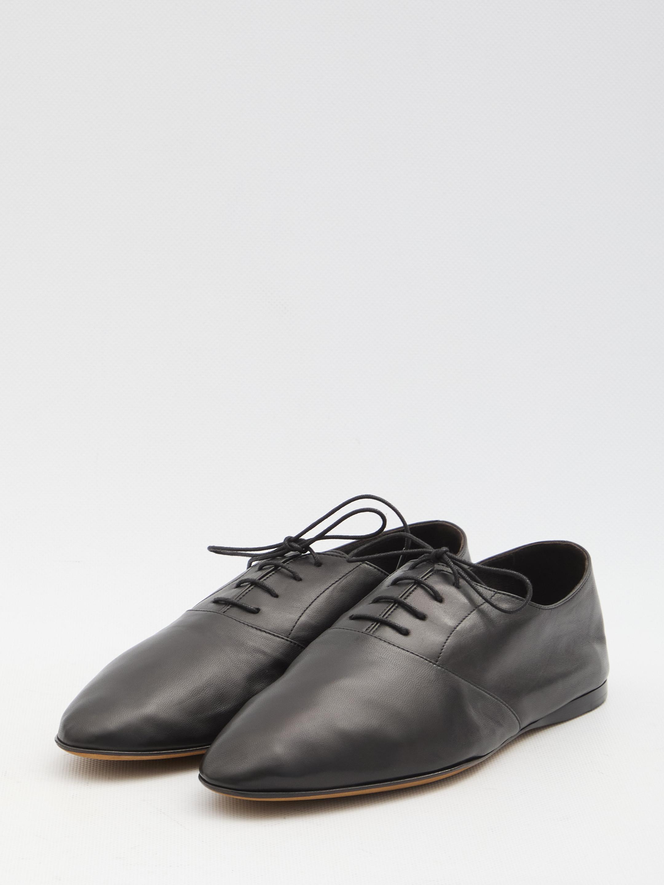 THE ROW Hereditas Leather Lace-up Oxfords In Black Product Image