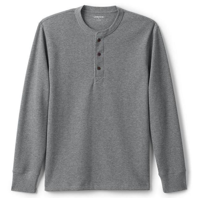 Mens Lands End Comfort-First Regular-Fit Thermal Waffle Henley Pewter Grey Product Image