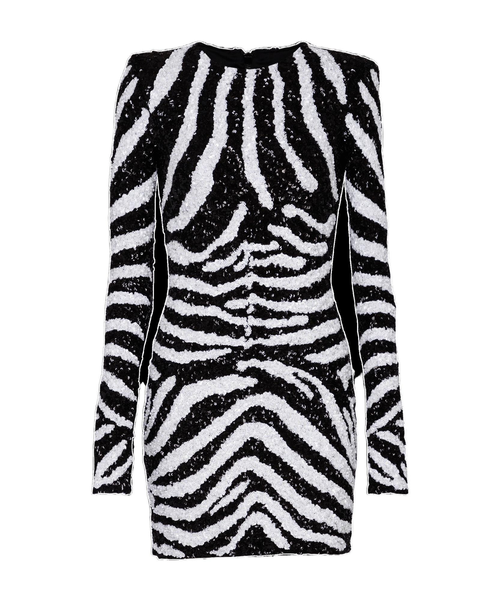 Short two-tone zebra sequin dress Product Image