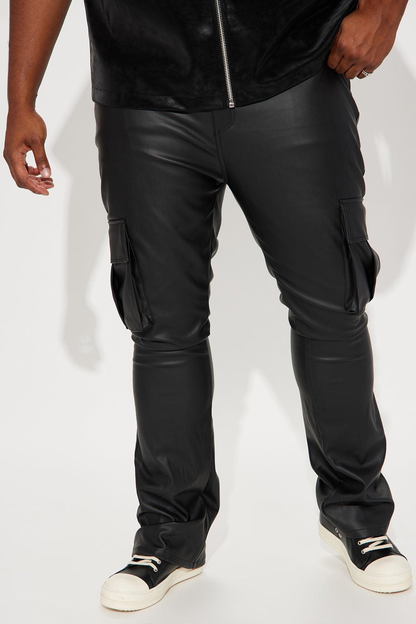 Rule Breaker Faux Leather Stacked Skinny Flared Pants - Black Product Image