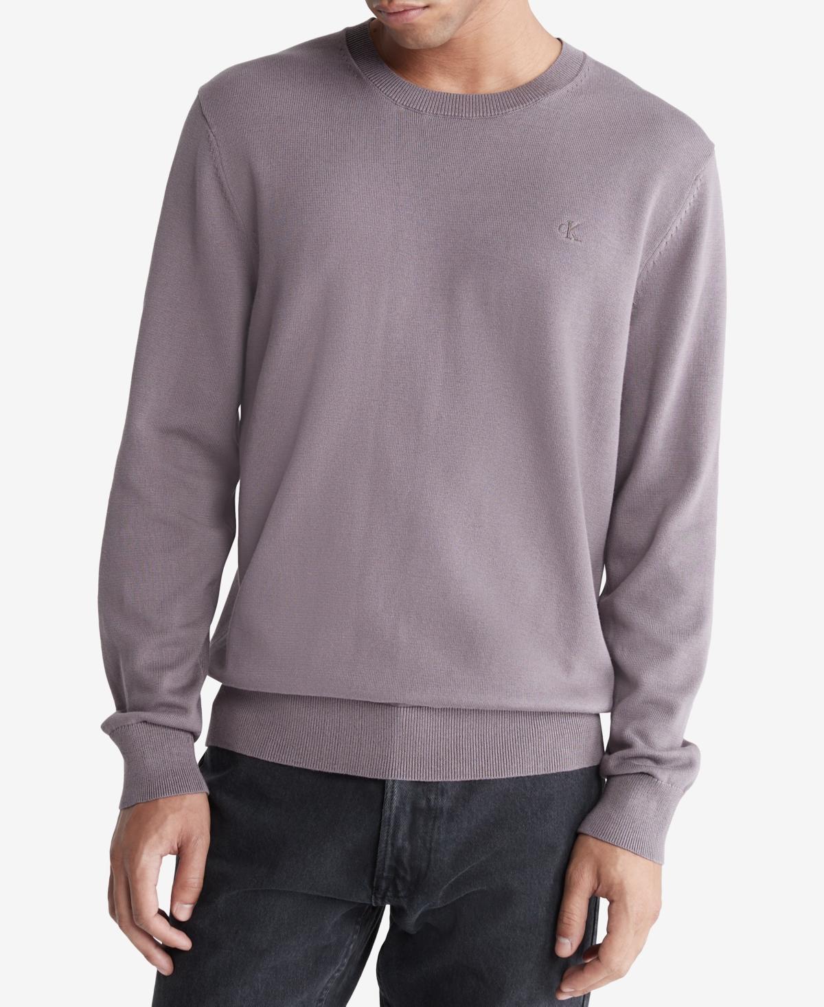 Calvin Klein Mens Classic Fit Monogram Compact Cotton Crewneck Sweater Product Image