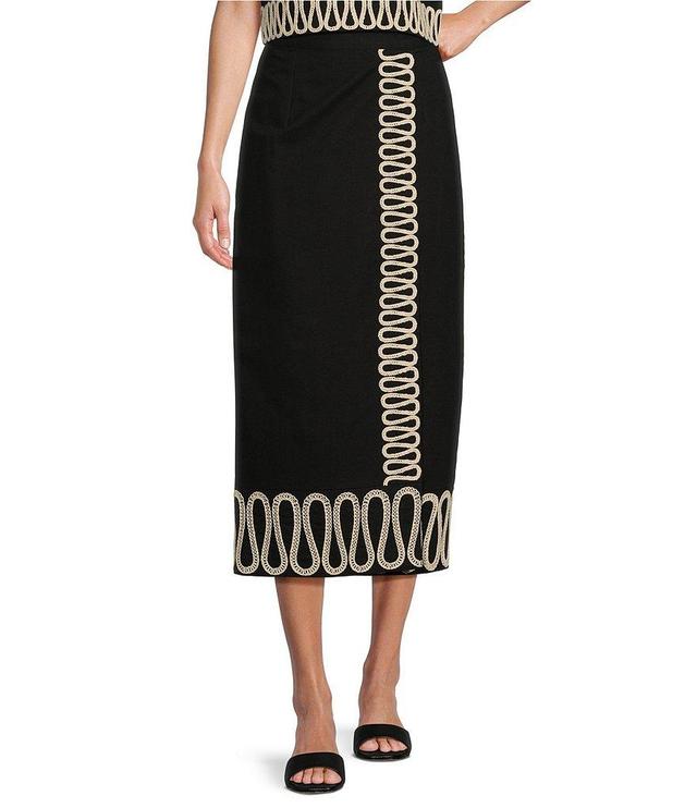 Antonio Melani Slava Embroidered Faux Wrap Canvas Coordinating Midi Skirt Product Image