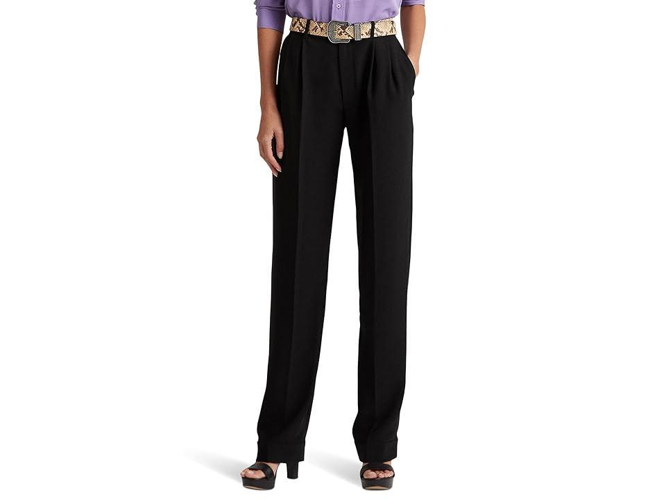 Lauren Ralph Lauren Petite Pleated Sable Crepe Pants Women's Clothing Product Image