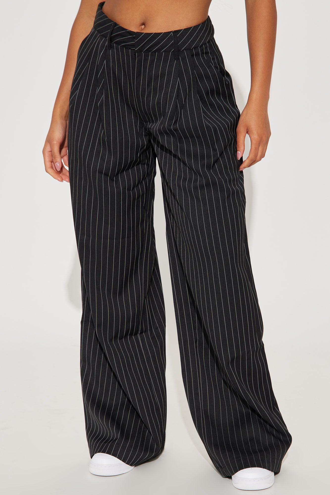 Let Me Behave Pinstripe Trouser - Black Product Image