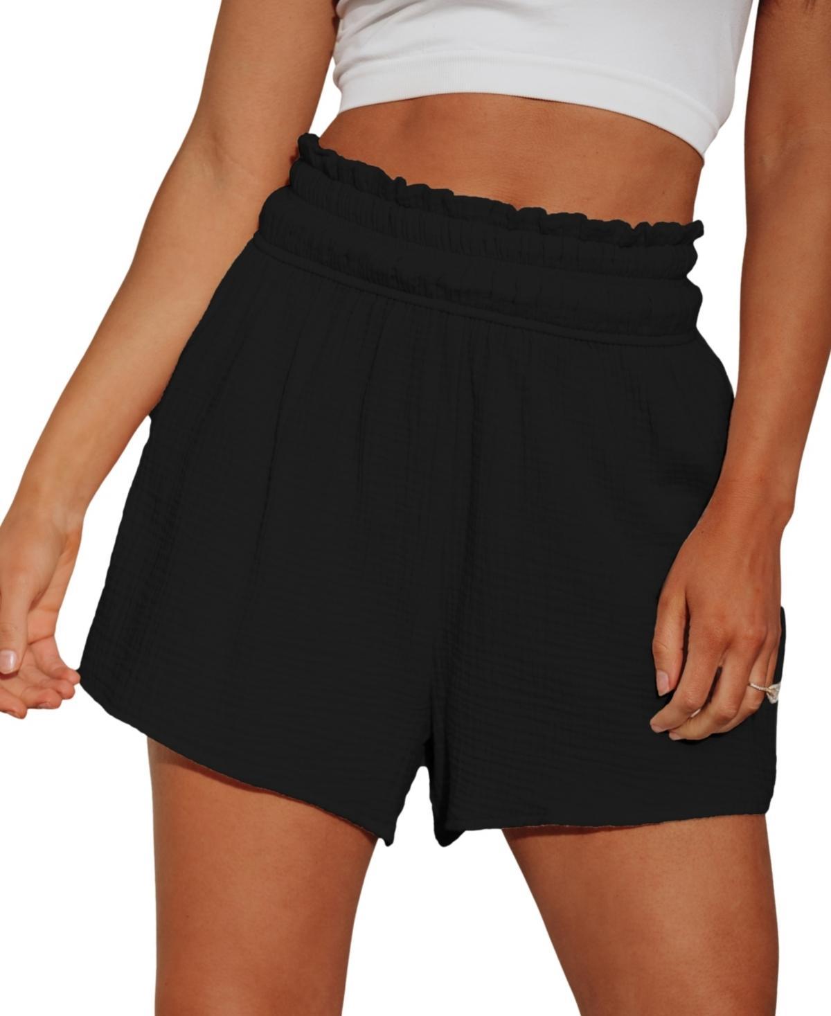 Cupshe Womens Smocked Paperbag Waist Shorts Product Image