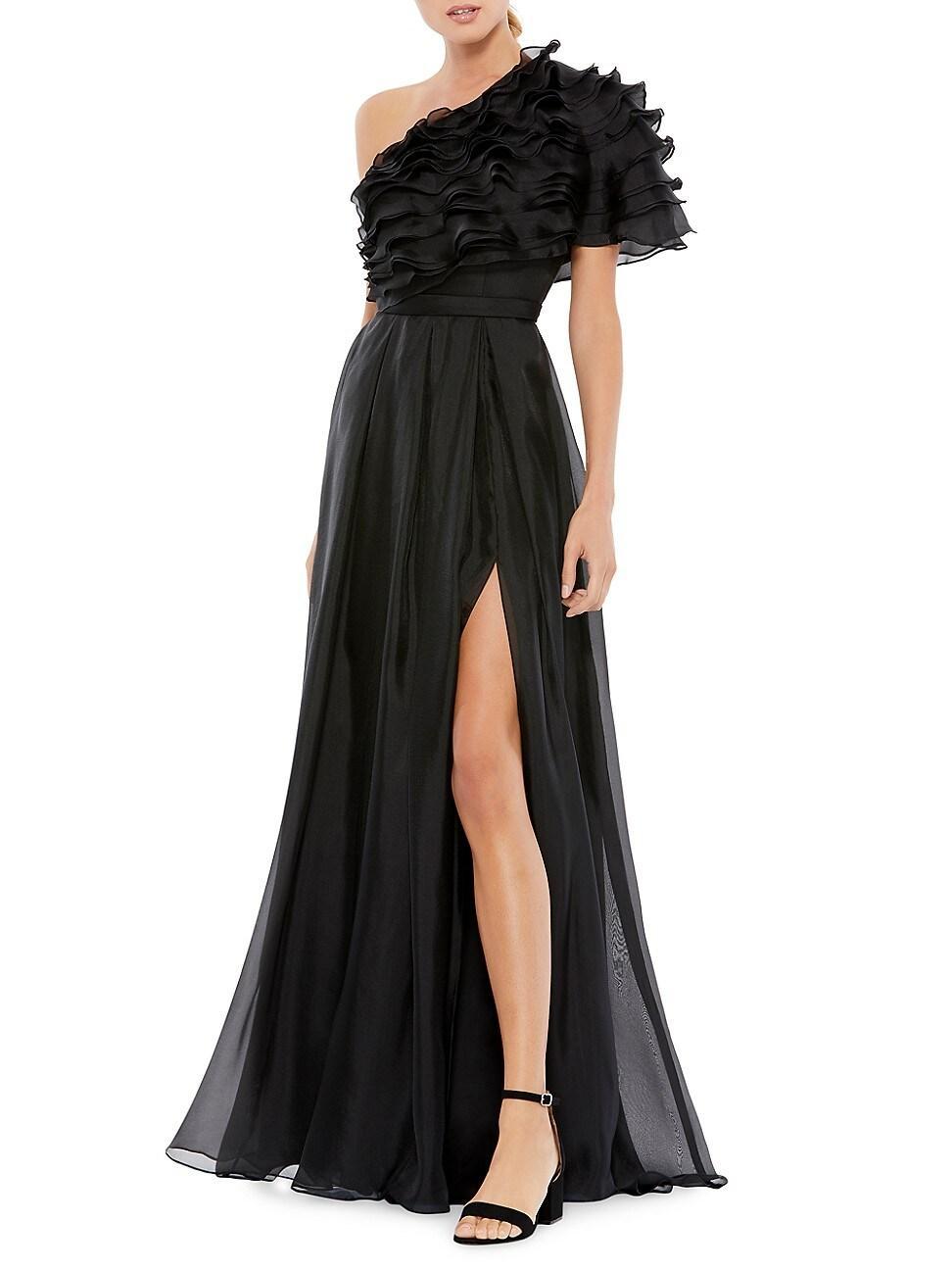 Mac Duggal Ruffle Chiffon One-Shoulder Gown Product Image