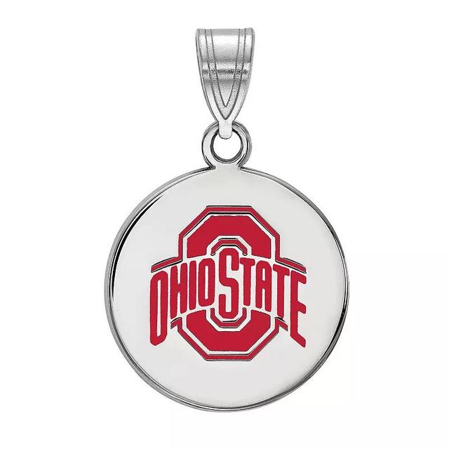 LogoArt Ohio State Sterling Silver Enamel Disc Pendant, Womens Product Image