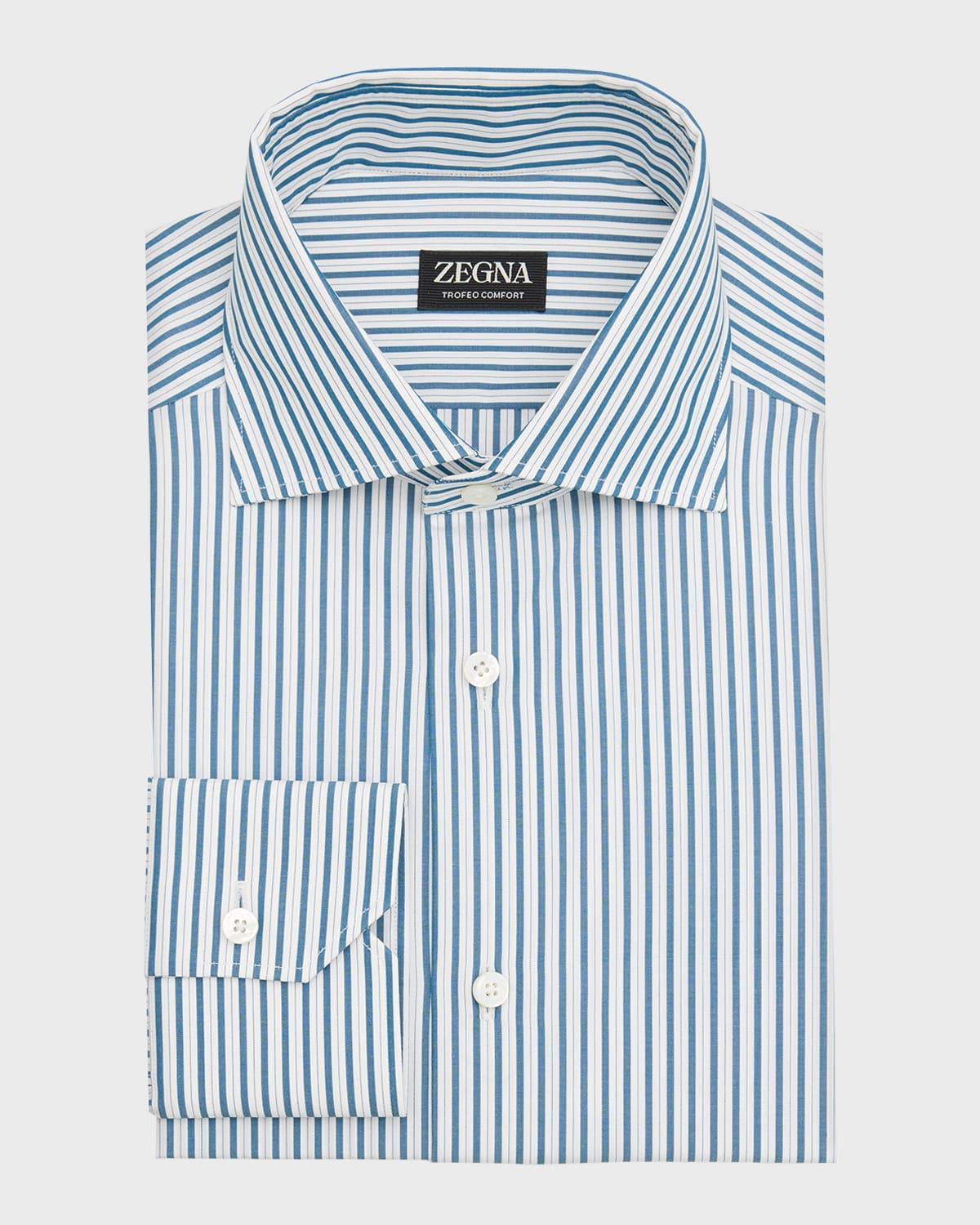 Mens Cotton Multi-Stripe Dress Shirt Product Image