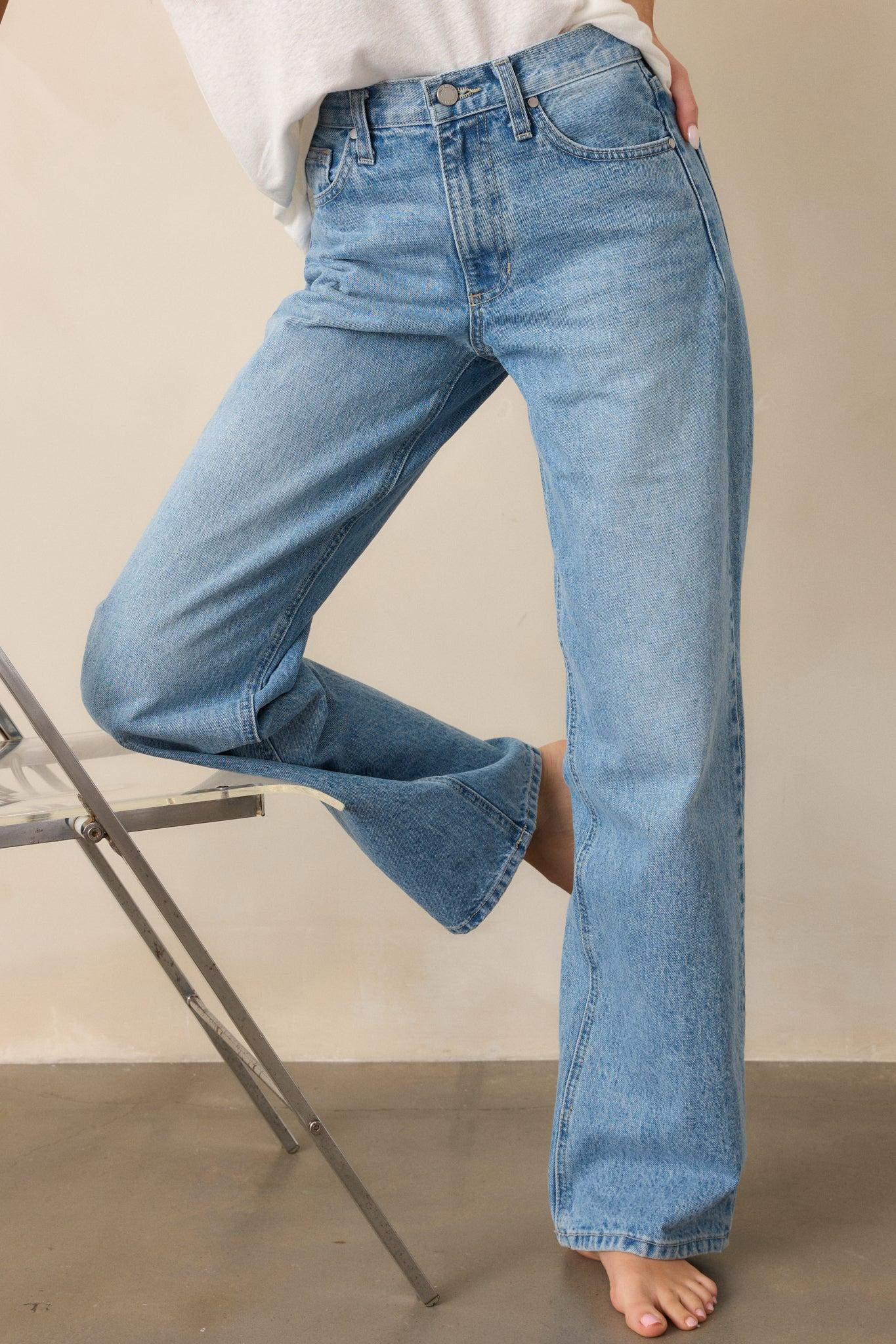 More Than Ever Light Wash Relaxed Straight Leg Jeans Product Image