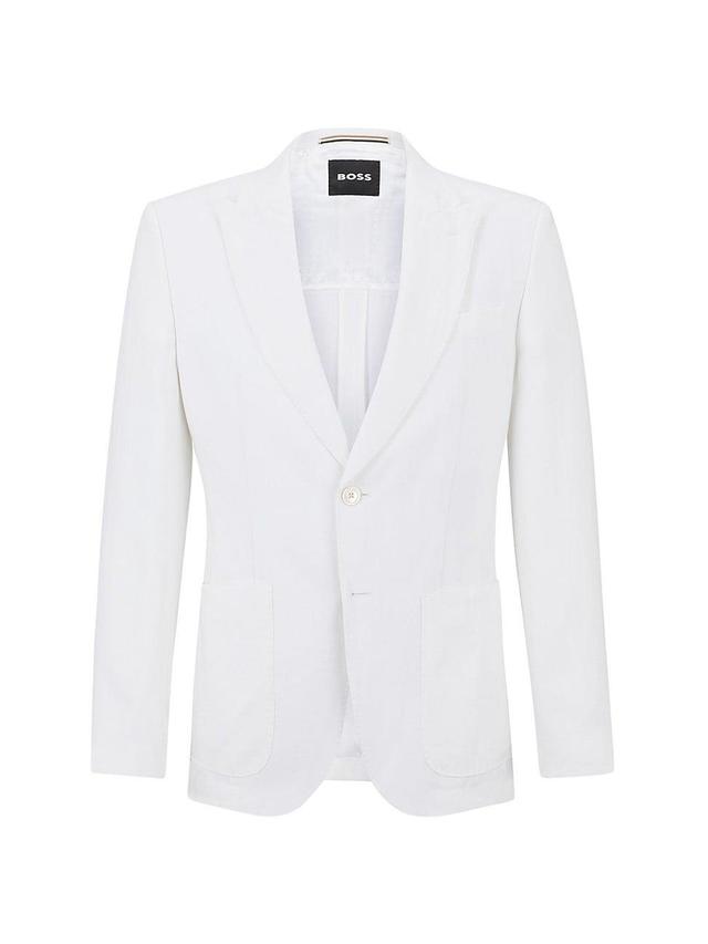 Mens Slim-Fit Jacket in Linen with Peak Lapels Product Image