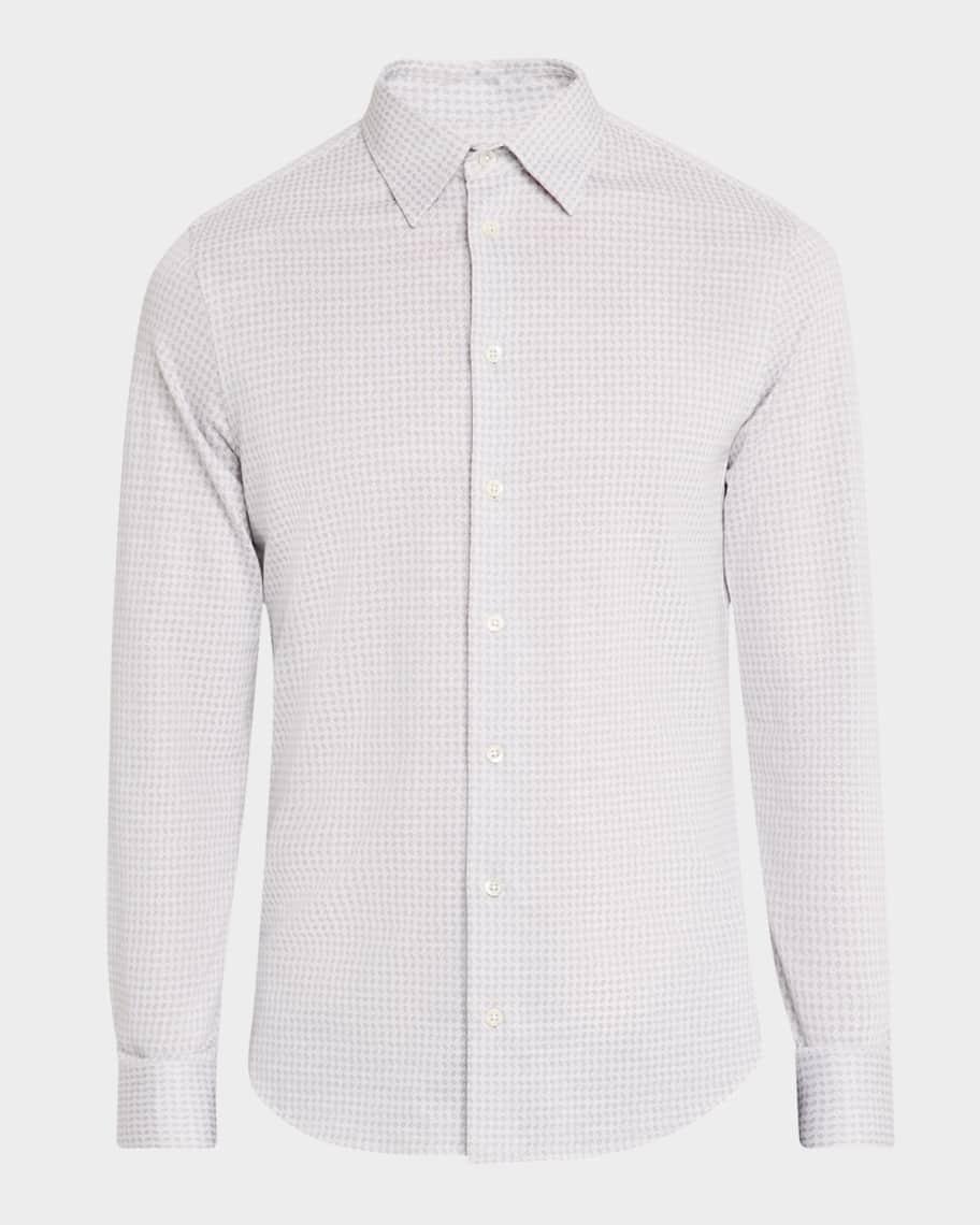 Mens Cotton Geometric Sport Shirt Product Image