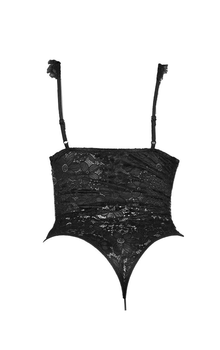 Shape Black Lace Mesh Stripe Bodysuit Product Image