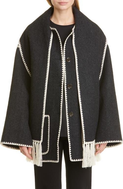 Totme Chain Stitch Wool Blend Scarf Jacket Product Image