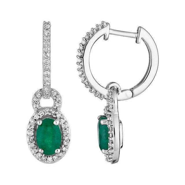 10k White Gold Emerald & 1/4 Carat T.W. Diamond Drop Earrings, Womens, 10k Whgold Product Image