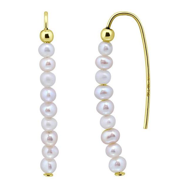 Aleure Precioso Sterling Silver Freshwater Cultured Pearl Threader Drop Earrings, Womens, Gold Tone Product Image