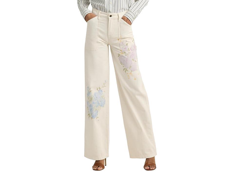 LAUREN Ralph Lauren Floral High-Rise Wide-Leg Jeans in Mascarpone Cream Wash (Mascarpone Cream Wash) Women's Jeans Product Image