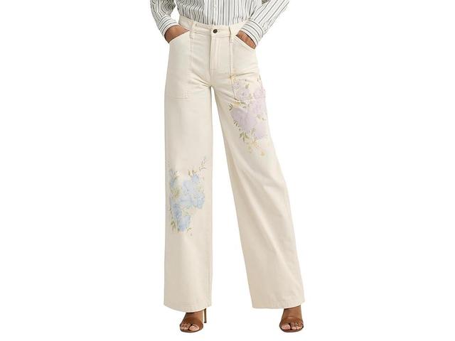 Lauren Ralph Lauren Floral High-Rise Wide-Leg Jeans in Mascarpone Cream Wash (Mascarpone Cream Wash) Women's Jeans Product Image